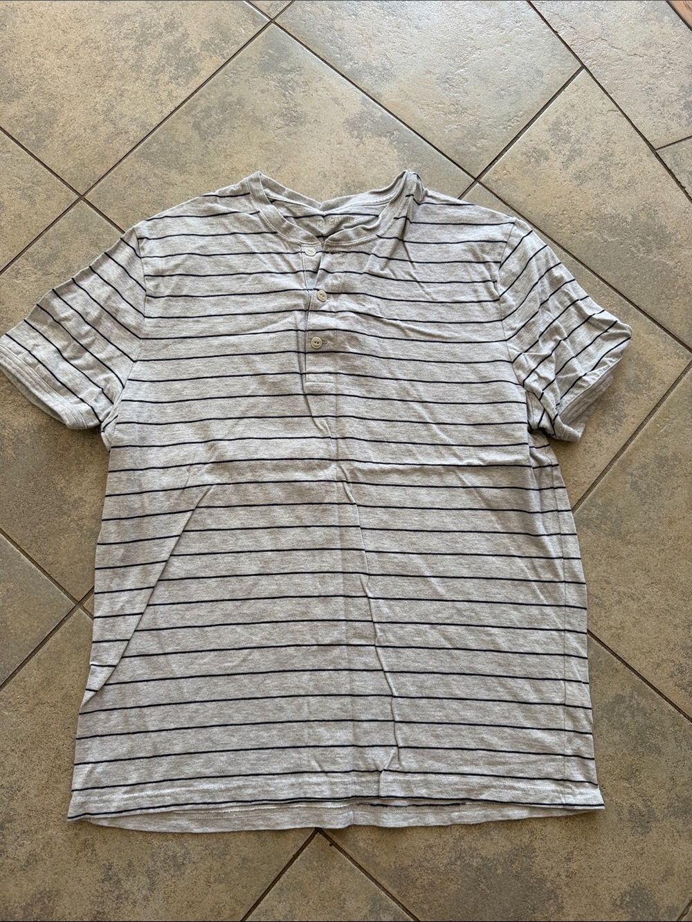 Men's Gray Stripe Henley Shirt